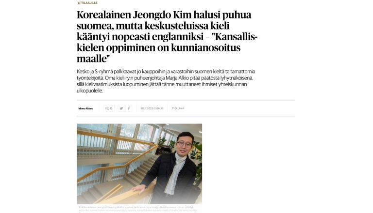 Oma kieli ry:n puoluekysely esillä Lännen Median jutussa